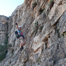 Alfred in the last wall of Via Ferrata Pas de Cabra